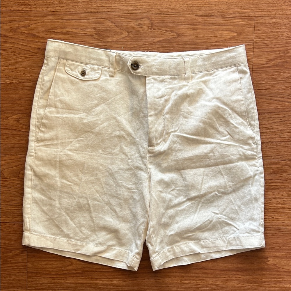 Banana Republic Linen-Blend Cream Shorts